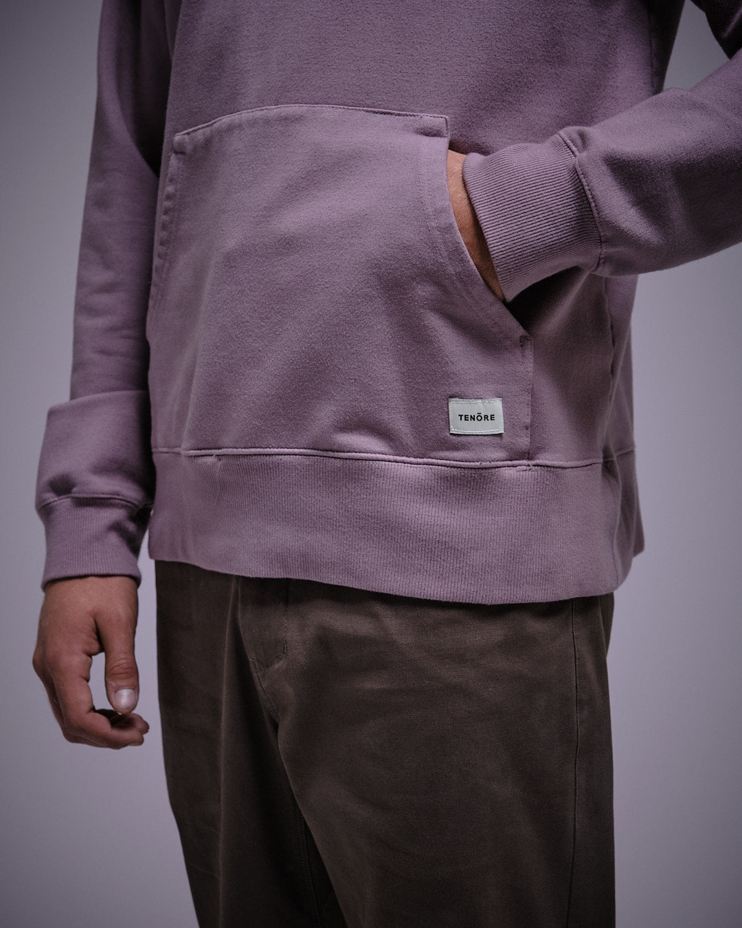 Woven Label Fleece Hoodie-TENORE