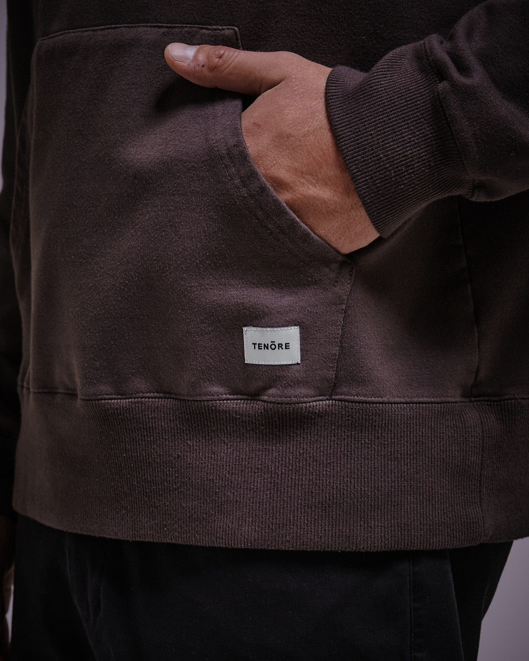 Woven Label Fleece Hoodie-TENORE