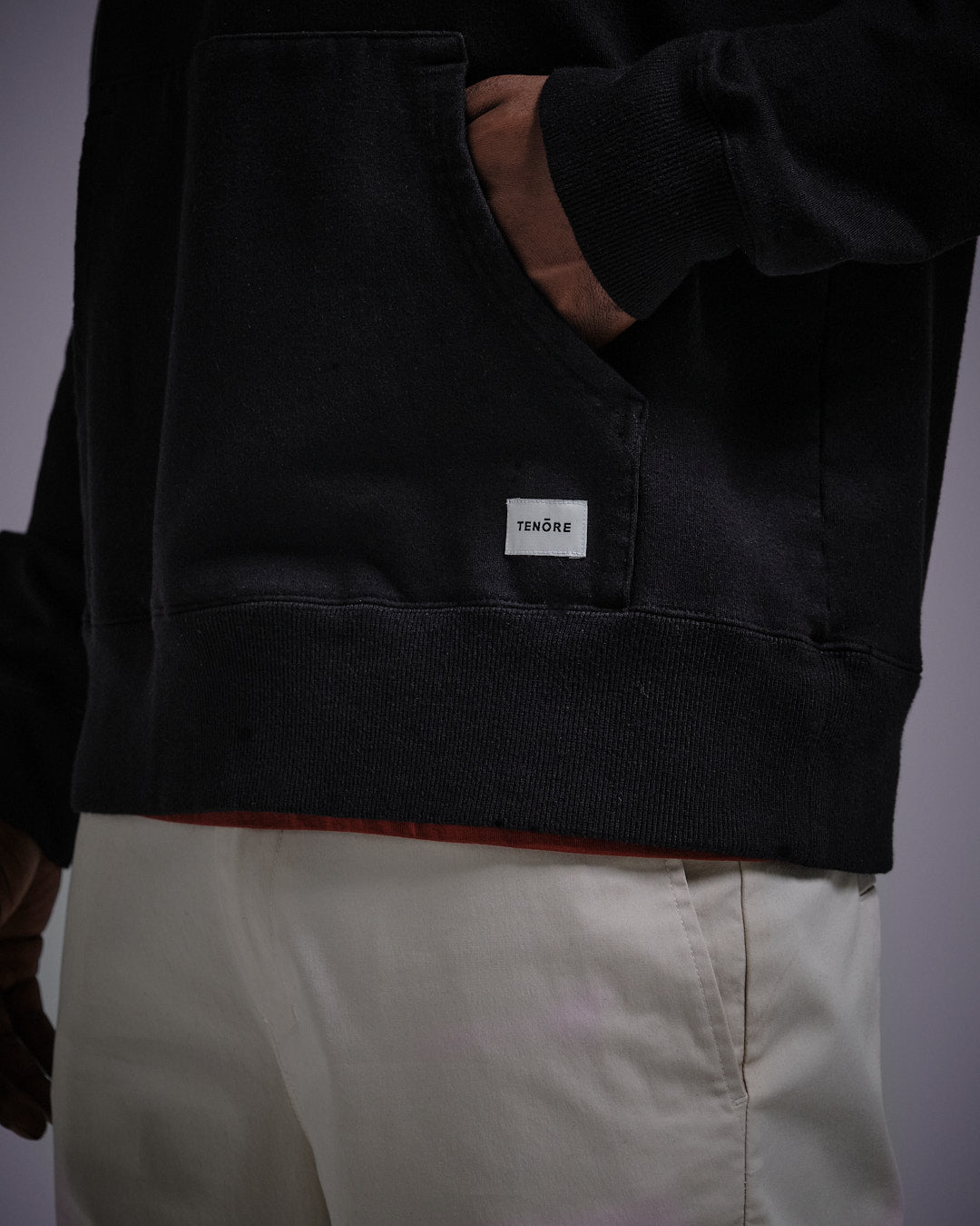 Woven Label Fleece Hoodie-TENORE