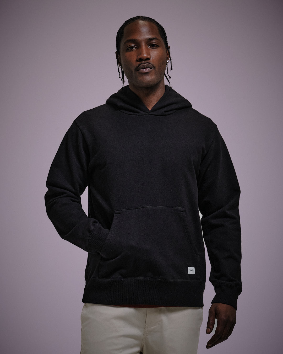 Woven Label Fleece Hoodie-TENORE