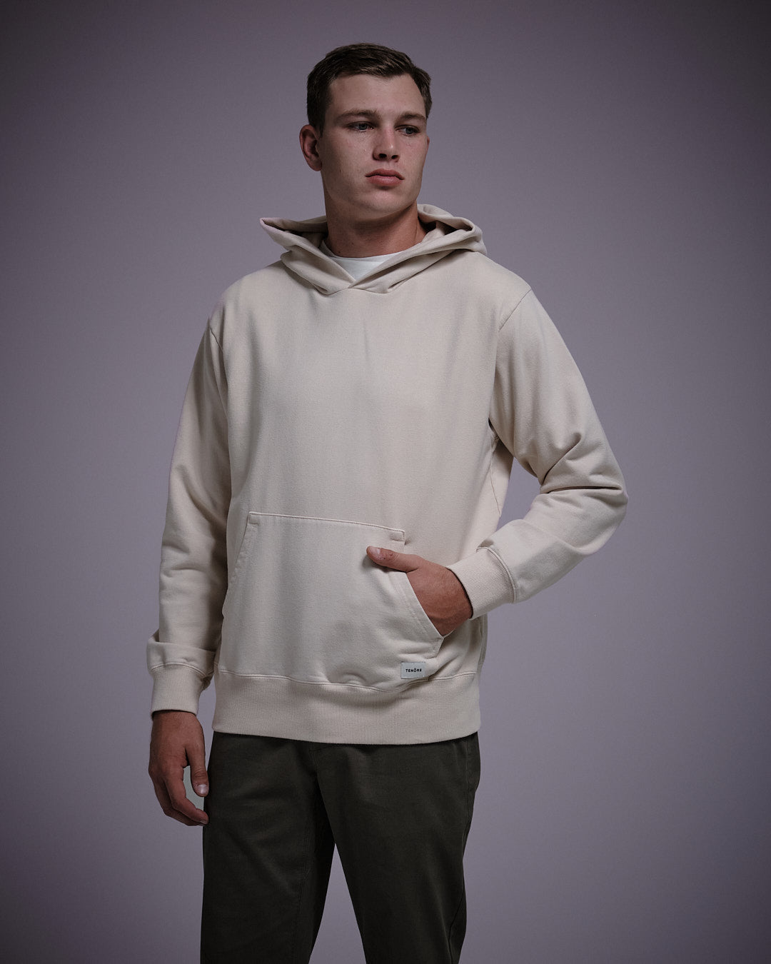 Woven Label Fleece Hoodie-TENORE