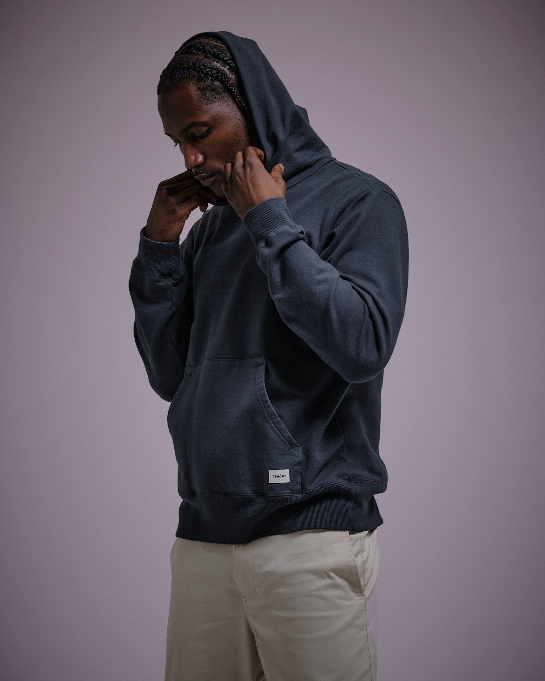 Woven Label Fleece Hoodie-TENORE