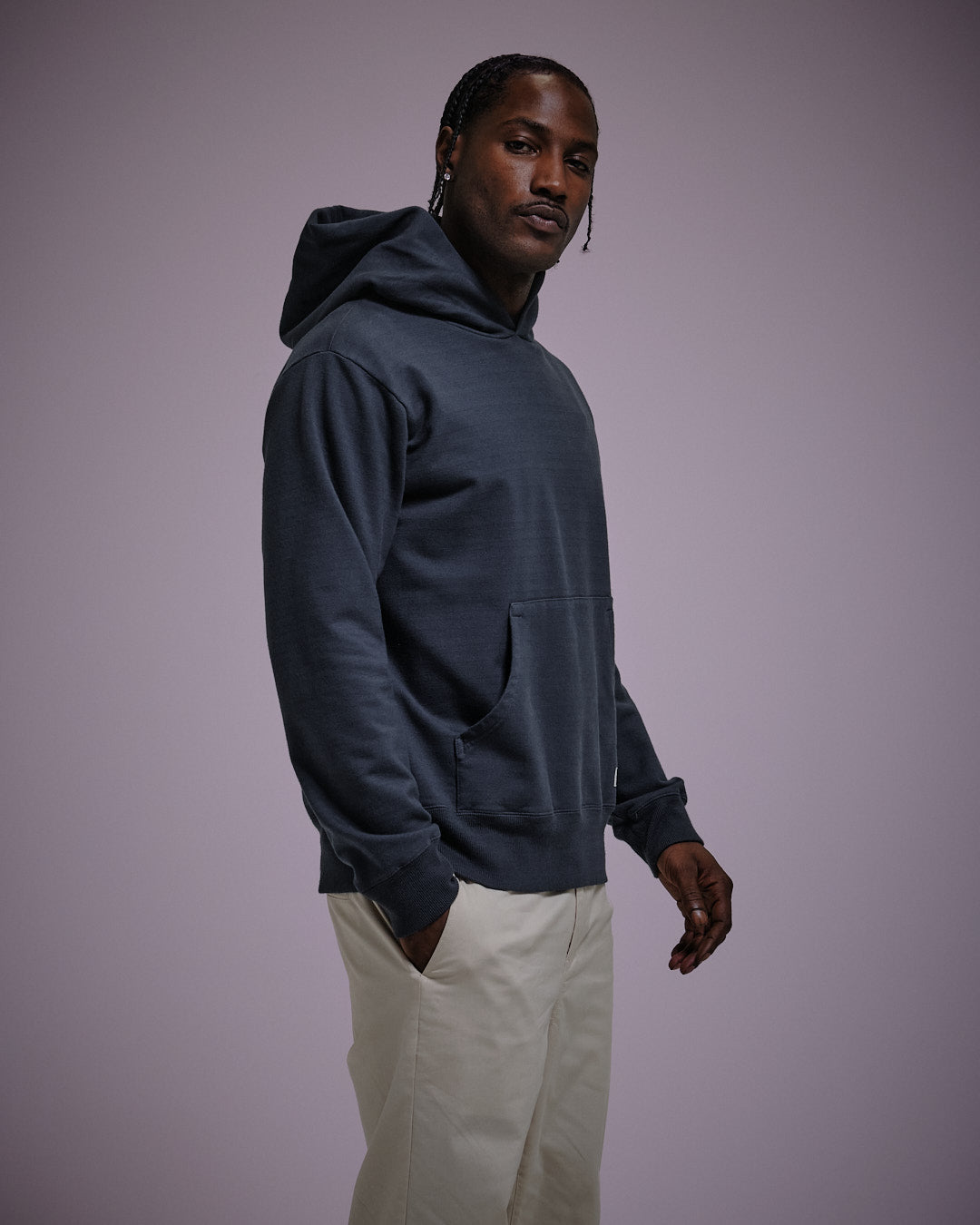 Woven Label Fleece Hoodie-TENORE