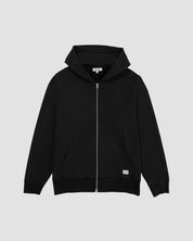 Woven Label Fleece Zip Hood-TENORE