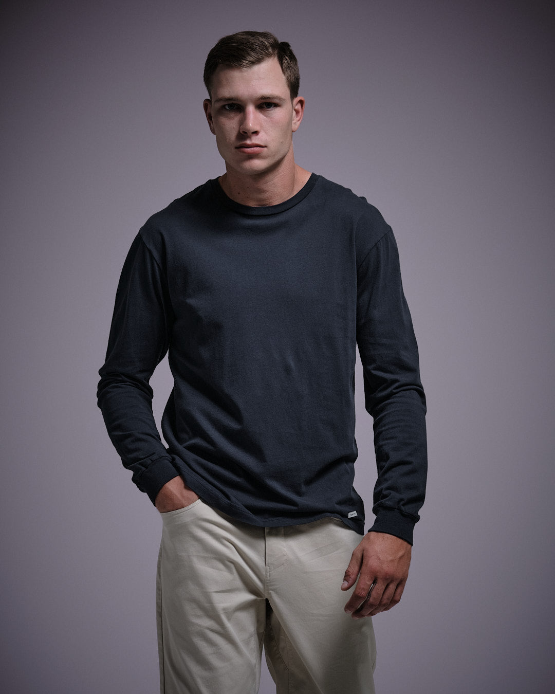 Woven Label Soft Longsleeve Tee-TENORE